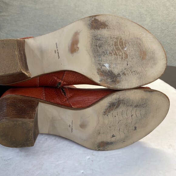Matisse Folk Brick Red Leather Peep Toe Booties Boots Shoes Lulus Size 8M - Picture 15 of 16